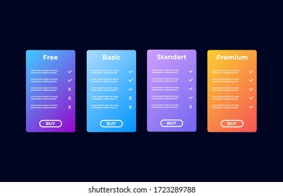 Vector Price table for commercial web services