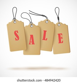 Vector price tag, banner, tag on a shoestring. Coupon sale, offers and promotions vector template.