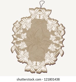 Vector Price Tag beige with floral patterns