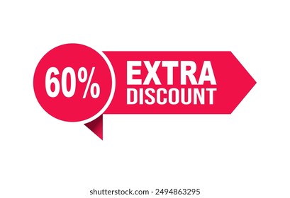 Vector price tag extra 60% discount for product sale.
