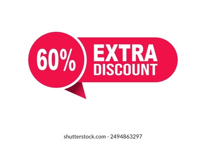 Vector price tag extra 60% discount for product sale.