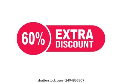 Etiqueta de Precio de Vector extra 60% de descuento para la venta del producto.