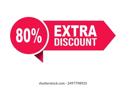 Vector price tag extra 80% discount for product sale.