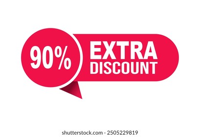 Vector Precio etiqueta extra 90% de descuento para la venta de productos.