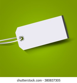Vector price tag, label. Tag illustration. Label picture on green, isolated