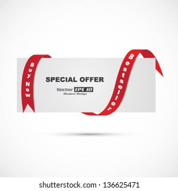 Vector price tag with ribbon