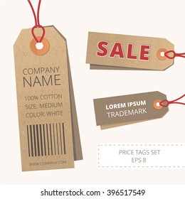 Vector price tag set. Realistic label template.