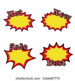 Vector price tag sticker and label, blank yellow area for price and text.
