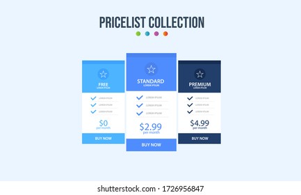 Vector pricing plan banners infographic template. Marketing presentation slide. Business labels concept infographics. 3, 4 options, parts, steps, processes.