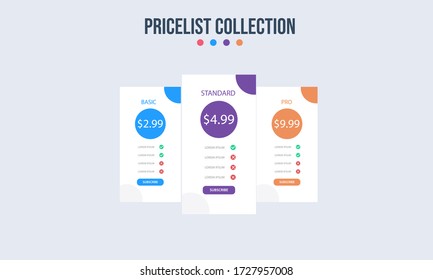 Vector pricing plan banners infographic template. Marketing presentation slide. Business labels concept infographics. 3, 4 options, parts, steps, processes.