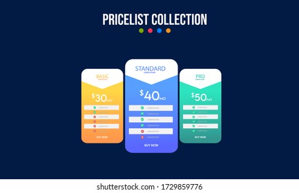 Vector pricing plan banners infographic template. Marketing presentation slide. Business labels concept infographics. 3, 4 options, parts, steps, processes.