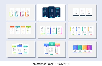 Vector pricing plan banners infographic template. Marketing presentation slide. Business labels concept infographics. 3, 4 options, parts, steps, processes.
