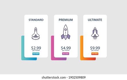 Vector pricing plan banners infographic template. Marketing presentation slide. Business labels concept infographics. 3, 4 options, parts, steps, processes.