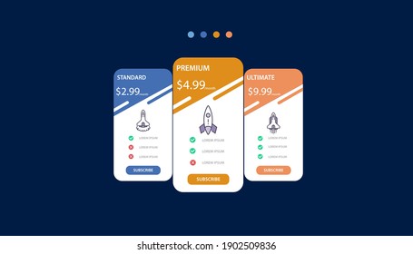 Vector pricing plan banners infographic template. Marketing presentation slide. Business labels concept infographics. 3, 4 options, parts, steps, processes.