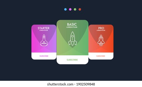 Vector pricing plan banners infographic template. Marketing presentation slide. Business labels concept infographics. 3, 4 options, parts, steps, processes.