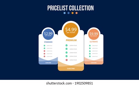 Vector pricing plan banners infographic template. Marketing presentation slide. Business labels concept infographics. 3, 4 options, parts, steps, processes.