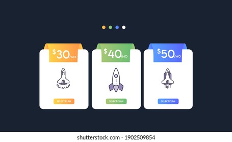 Vector pricing plan banners infographic template. Marketing presentation slide. Business labels concept infographics. 3, 4 options, parts, steps, processes.