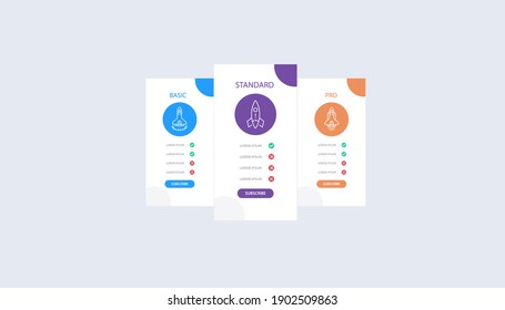 Vector pricing plan banners infographic template. Marketing presentation slide. Business labels concept infographics. 3, 4 options, parts, steps, processes.