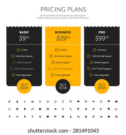 Vector Pricing Table in Flat Design Style for Websites and Applications