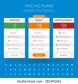 Vector Pricing Table in Flat Design Style for Websites and Applications