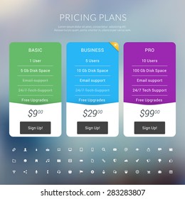 Vector Pricing Table in Flat Design Style for Websites and Applications