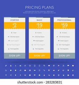 Vector Pricing Table in Flat Design Style for Websites and Applications