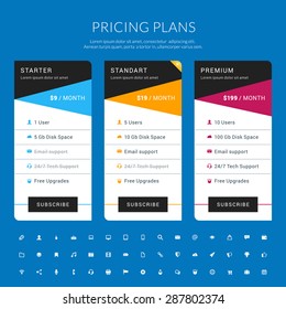 Vector Pricing Table in Flat Design Style for Websites and Applications