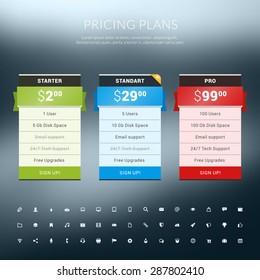 Vector Pricing Table in Flat Design Style for Websites and Applications