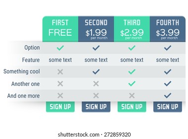 Vector Pricing Table Template