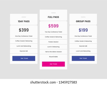 Vector pricing table template design