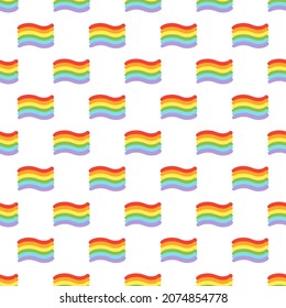 Vector pride doodle seamless pattern. LGBT Hearts with rainbow. Gay parade, LGBTQ+ rights symbol. Background, wrapping paper, bag template, isolated print on white background.