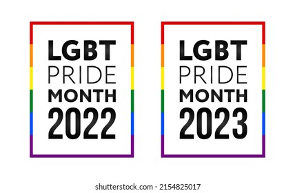 Vector Pride Month LGBT Poster. Feiern der Regenbogenflagge. Bisexueller quadratischer Banner. Vertikale Abzeichen Frieden und Liebe Menschen. Farbige schwul-lesbische Illustration. LGBTQ 2022, isoliertes Zeichen