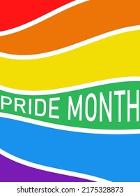 Vector Pride Month rainbow postcard. Design for card template or banner. LGBT postcard.