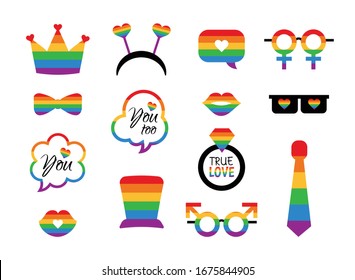 Vector pride symbols set for LGBT party