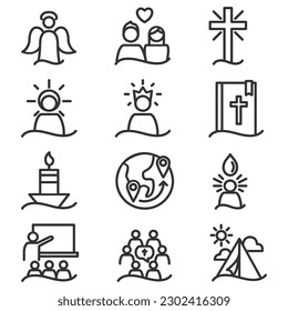 vector priest supplies icons collection