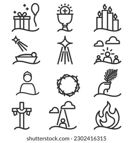 vector priest supplies icons collection