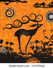 Vector primitive rock painting.