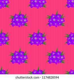 Vector primrose flower seamless pattern in magenta, violet and pink colors.