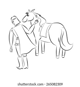 Vector prince and horse