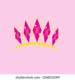 vector princess crown jewels with shining pink gems