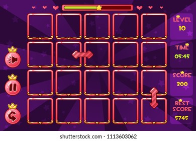 Vector Princess girlish interface Match3 Games and buttons, game assets