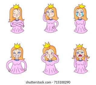 Vector  of princess mascot character set. Little girl