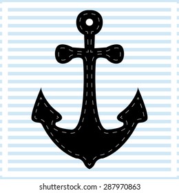 Vector Print Anchor for apparel, t shirt for girl.