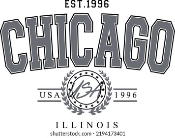 Vector Print Art Of Chicago Usa Illinois Est. 1996 Retro Stamp Old School Style 