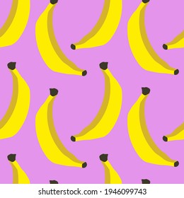 Vektorgrafik von Bananen auf rosafarbenem Hintergrund. nahtloses Muster