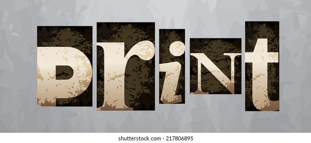 Vector print concept, retro vintage letterpress type