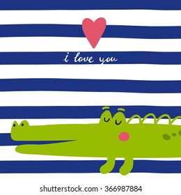 Vector Print With Cute Alligator