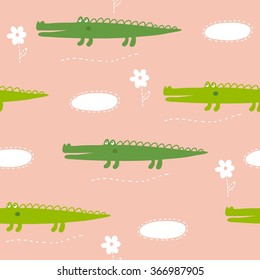 Vector print with cute alligator