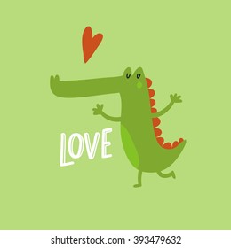 Vector Print With Cute Alligator