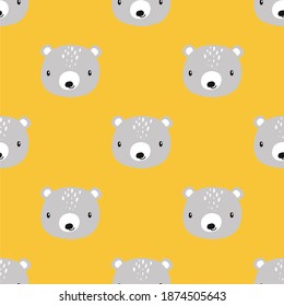 Vector print with cute bear head for newborns. Ideal for fabrics and textiles